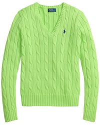 Polo Ralph Lauren - Kimberly Cable-Knit V-Neck Sweater - Lyst