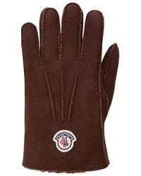Moncler - Logo Patch Shearling Gloves - Lyst