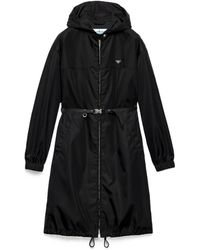 Prada - Zip-Up Belted Coat - Lyst