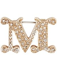 Max Mara - Logo Engraved Embellished Brooch - Lyst