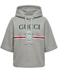 Gucci - Logo Embroidered Short-Sleeve Hoodie - Lyst