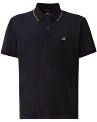 C.P. Company - Stretch Piquet Short Sleeve Striped Collar Polo Shirt - Lyst