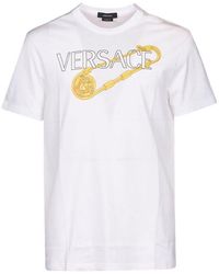 Versace - Logo Safety Pin Print T-Shirt - Lyst