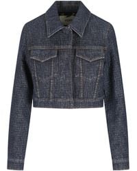 Fendi - Ff Cropped Denim Jacket - Lyst