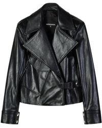Patrizia Pepe - Oversized Leather Biker Jacket - Lyst