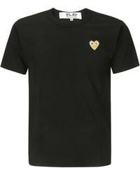 COMME DES GARÇONS PLAY - Comme Des Garçons Play Golden Heart Patch Crewneck T-Shirt - Lyst