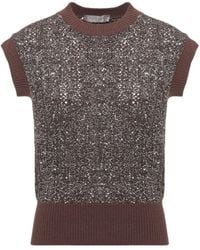 D.exterior - Sequined Sleeveless Knitted Top - Lyst