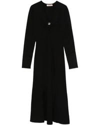 Twinset - Twist-Detail Long-Sleeved Midi Party Dress - Lyst