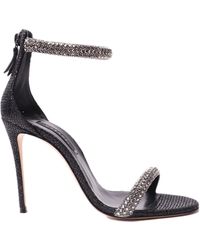 Casadei - Scarlet 110Mm Glitter Leather Sandals - Lyst