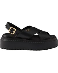 Prada - Crossover Strap Detailed Slingback Sandals - Lyst