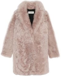 Saint Laurent - Shearling Long-Sleeved Coat - Lyst