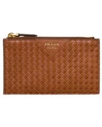 Prada - Woven Madras Leather Card Holder - Lyst