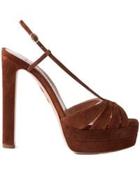 Aquazzura - Solid Color Suede Platform Sandals - Lyst