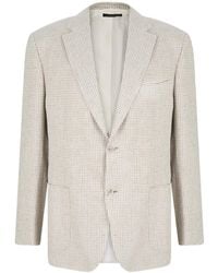 Brioni - Ravello Single-Breasted Linen Blend Houndstooth Check Blazer - Lyst