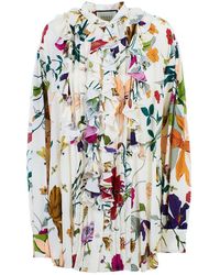 Gucci - Ruffle Trim Floral Shirt - Lyst