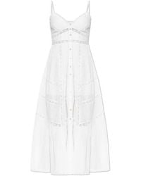 LoveShackFancy - Esilda Lace-Trim Midi Dress - Lyst