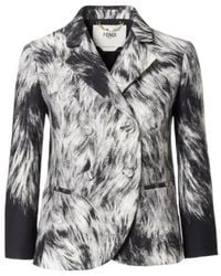 Fendi - And Frosted Fauna Wool And Silk Jacket - Lyst