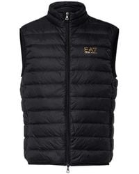 EA7 - Logo Printed Quilted Padded Gilet - Lyst