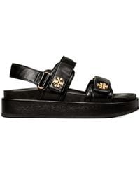 Tory Burch - Motif Logo Plaque Double Strapped Sandals - Lyst