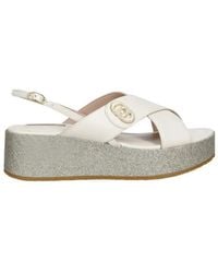 Liu Jo - Logo Plaque Open Toe Sandals - Lyst