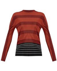 Ferragamo - Long-Sleeved Striped Knit Sweater - Lyst