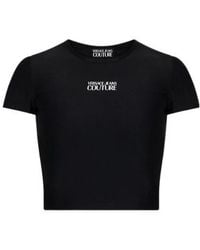 Versace - Jeans Couture Logo Printed Cropped T-Shirt - Lyst