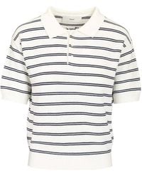 DUNST - Striped Short Sleeve Polo Knitted Top - Lyst
