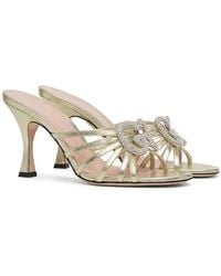 Gucci - Slide Sandal With Crystal Interlocking G - Lyst