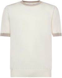 Eleventy - Contrast Trim Crew Neck T-Shirt - Lyst