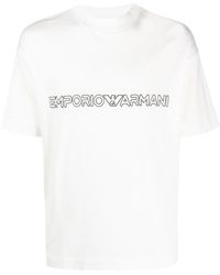 Emporio Armani - Logo-Print Lyocell-Cotton T-Shirt - Lyst