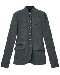 Giorgio Armani - Stand Collar Herringbone Blazer - Lyst