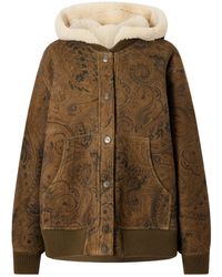 Etro - Printed Suede Shearling Jacket - Lyst