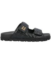Miu Miu - Quilted Slip-On Sandals - Lyst