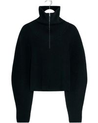 Lemaire - Ribbed-Knit Half-Zip Sweater - Lyst