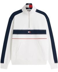 Tommy Hilfiger - Colour-Blocked Quarter-Zip Relaxed Sweatshirt - Lyst