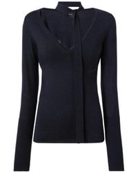 Pinko - Lace-Trim Tie-Neck Sweater - Lyst