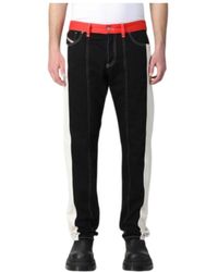DIESEL - Contrast Trim Straight-Leg Pants - Lyst