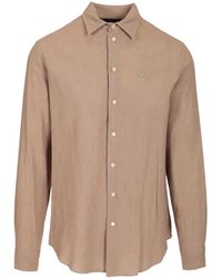 Emporio Armani - Linen Blend Regular Fit Shirt - Lyst