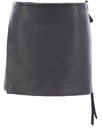 Ann Demeulemeester - Jolien Lace-Up Leather Mini Skirt - Lyst