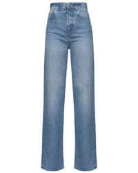 Pinko - Logo Patch Straight Leg Jeans - Lyst