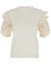 Chloé - Short-Sleeved Ruffled T-Shirt - Lyst