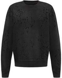 Amiri - Logo Embroidered Distressed Crewneck Sweatshirt - Lyst
