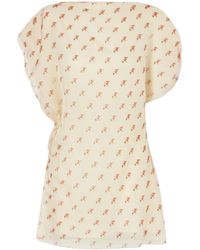 KHAITE - Short-Sleeve Silk Dress - Lyst