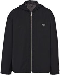 Prada - Logo Plaque Zip-Up Drawstring Jacket - Lyst