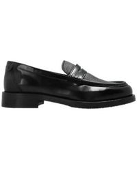 AllSaints - Bloom Textured Penny Loafers - Lyst