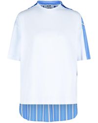 MSGM - Two-Toned Striped Crewneck T-Shirt - Lyst