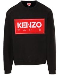 KENZO - Logo Patch Ribbed Crewneck Sweatshirt - Lyst