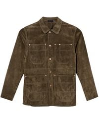Drake's - Long Sleeve Leather Jacket - Lyst