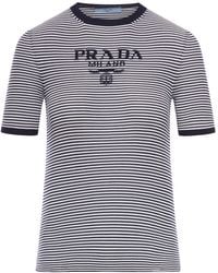 Prada - Short-Sleeved Striped Jumper - Lyst