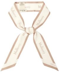 Mulberry - Logo-Border Skinny Scarf - Lyst